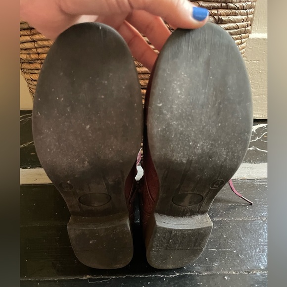 Wine Colored Lace Up Combat Boots - Picture 6 of 9